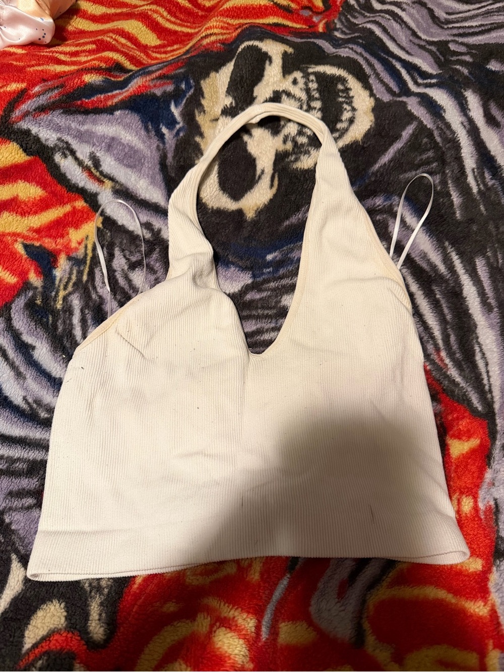 Ambiance Cream Ribbed Halter Crop Top
